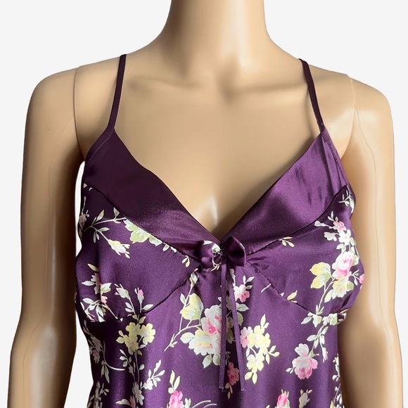 Purple Floral Satin Babydoll & Robe Lingerie Set | S/M | Made in Lebanon - Picture 6 of 7